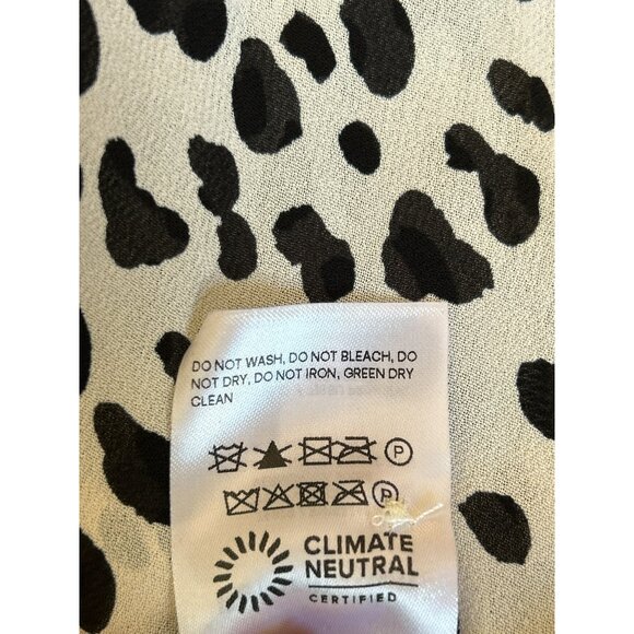 Reformation Black White Animal Print Ocelot Violet Blouse Medium Long Sleeve EUC - Picture 6 of 6